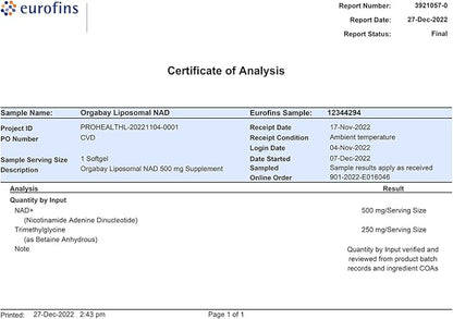 Liposomal NAD+ Supplement 500 mg, High Absorption, Boost NAD+ with TMG 250 mg, Actual NAD Plus More Efficient Than Nicotinamide Riboside, Support Cellular Energy, Healthy Aging | 180 Softgels