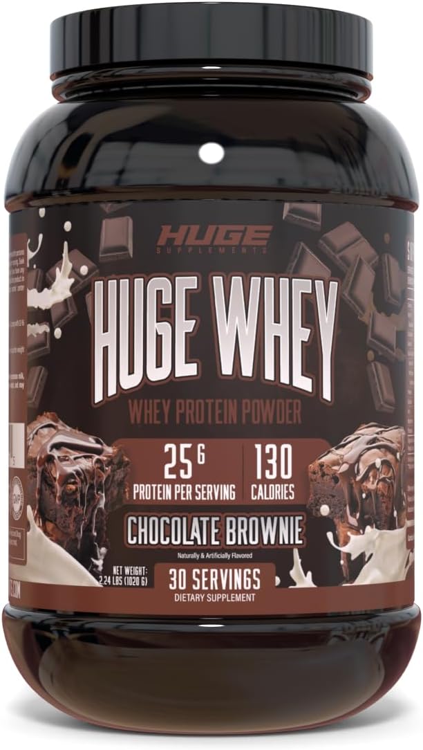 Huge Whey, Protein Powder for Muscle Gain, 25g Protein, 12g EAAs, Supports Muscle Growth, Performance & Recovery (Chocolate Brownie, 30 Servings)