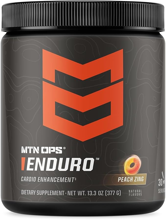 MTN OPS Enduro Nitric Oxide Supplement & Stim-Free Pre Workout - 30 Servings - with Magnesium Citrate, Beet Root Powder, Niacinamide, L Arginine & L Citrulline - Peach Zing Flavor