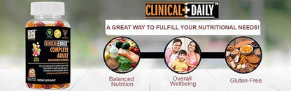 Clinical Daily Complete Daily Multivitamin Gummy for Women, Men, Teens, or Seniors. Contains Vitamins A, E, C, and B Complex from Superfood Fruits & Vegetables. 60 Vegetarian, Gluten Free Gummies