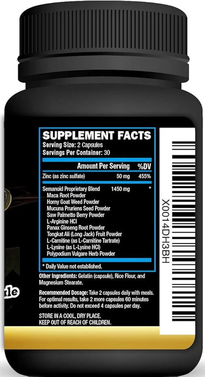 SEMANOID (60 Caps) Maximum Fertility Formula and Semen Volumizer - Advanced Fertility Ingredients and Male Prenatal Vitamin Blend, 1 Month Supply