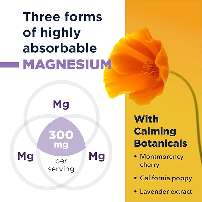 Designs for Health TriMag Supreme Powder Night - 300mg Magnesium Drink Supplement with Tart Cherry for Calm and Sleep - Lavender Lemon Flavor (30 Servings / 180g)