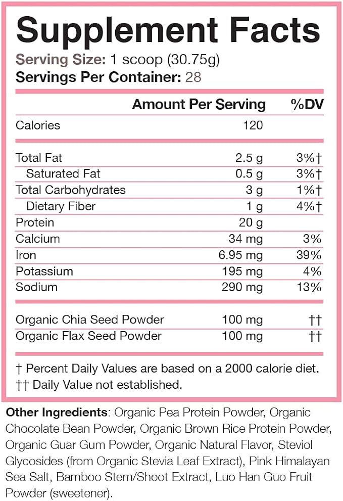 Love Sweat Fitness Organic Plant Based Protein Powder, Chocolate - 28 Servings, 20g Protein, Vegan, Gluten Free, Non-GMO