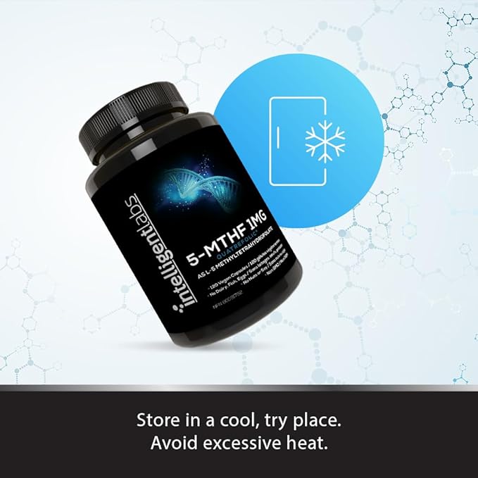 Intelligent Labs 1MG 5-MTHF Methylfolate, 120 Capsules, 4 Months Supply, Best Value Folic Acid Supplement as Quatrefolic Acid, Activated Folate, 1MG = 1000mcg, 5 methyltetrahydrofolate