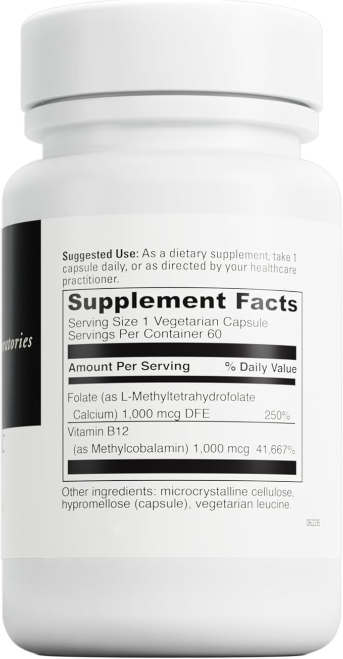 DAVINCI Labs 5-MTHF/B12 MC 2000 - Active Forms of Vitamin B12 & Vitamin B9 (Folate) Supplement - Helps with Pregnancy Support, Heart Health, Brain Health & More* - 60 Capsules