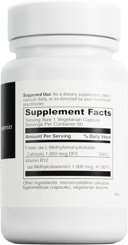 DAVINCI Labs 5-MTHF/B12 MC 2000 - Active Forms of Vitamin B12 & Vitamin B9 (Folate) Supplement - Helps with Pregnancy Support, Heart Health, Brain Health & More* - 60 Capsules