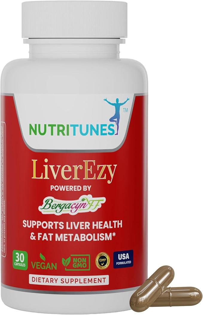 LiverEzy Liver Support & Fat Metabolism Supplement with Bergacyn FF (Bergamot and Artichoke Proprietary Blend) – Non-GMO, Vegan, GMP-Compliant – 30 Capsules, 30-Day Supply
