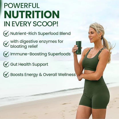 Superfood Reds & Greens Powder - 11.64 oz, Pack of 2, Prebiotics & Probiotics for Digestive Health, Super Greens Powder with Ashwagandha for Gut Health, Immunity, Antioxidants, Vegan