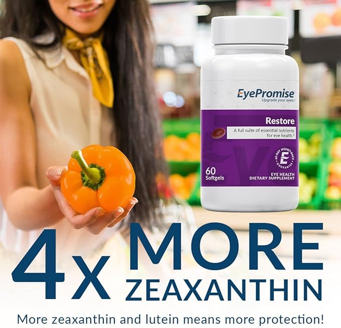 EyePromise Restore Supplement - 180 Softgel Capsules Containing Lutein, Vitamin C, Vitamin D, Vitamin E, Omega-3 Fish Oil, and Zeaxanthin - A Patented and Complete Eye Health Formula
