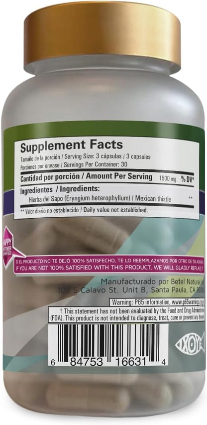 Betel Natural Premium Hierba del Sapo (Mexican Thistle) Capsules Healthy Detox Like Grandma Used - 90 Caps