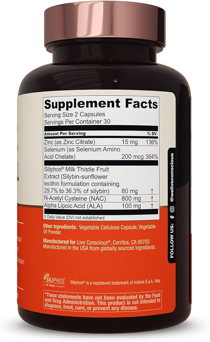 LiverWell Liver Cleanse, Rejuvenation, Metabolic Support - Liver Supplement for Liver Health w/Highly Bioavailable Milk Thistle Extract, N-Acetyl Cysteine, Alpha Lipoic Acid, Zinc, Selenium - 2 Pack
