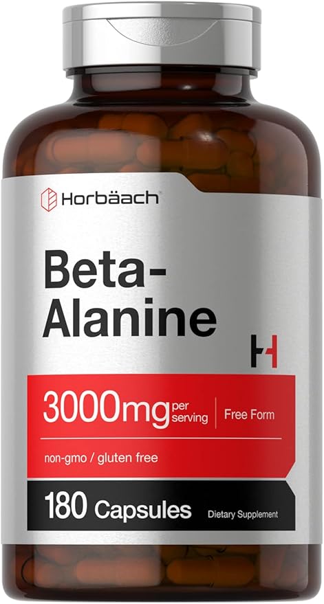 Horbäach Beta Alanine Capsules | 3000mg | 180 Count | Non-GMO, Gluten Free Supplement