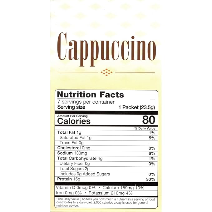 Nutmeg State Nutrition HealthyWise - High Protein Diet Drink - Weight Loss Cappuccino - 15g Protein - Low Calorie - Low Carb - Low Sugar - 7 Servings Per Box (Cappuccino)