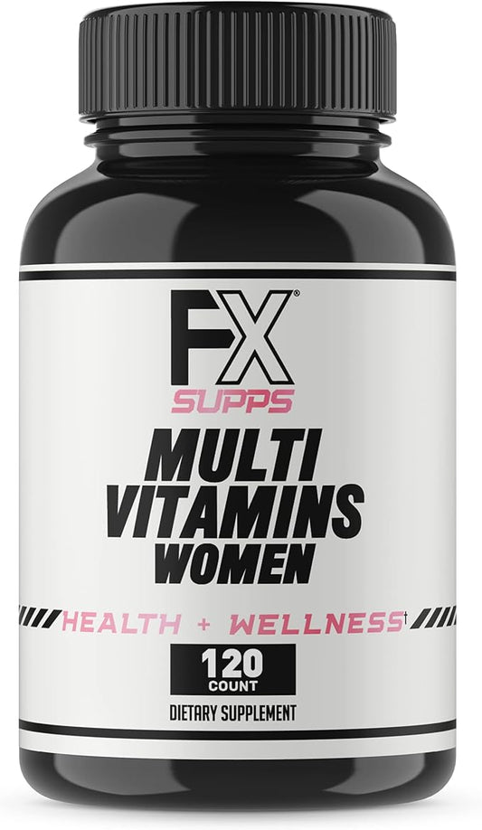FXSUPPS Multivitamin for Women with Vitamin C, Vitamin D, Vitamin E, Zinc for Immune Support - Vegan Women's Multivitamin with Biotin, Iron, Antioxidants + Amino Acids (120 Count)