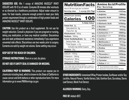 Whey Protein Isolate Powder | 25 Grams Protein Per Serving | 100% Whey Isolate | Zero Fat | Made in USA (2 Lb, Vanilla)