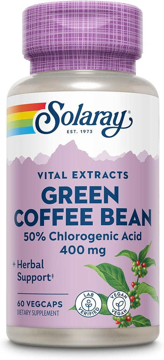 Solaray Guaranteed Potency Green Coffee Bean Extract, Veg Cap (Btl-Plastic) 400mg | 60ct