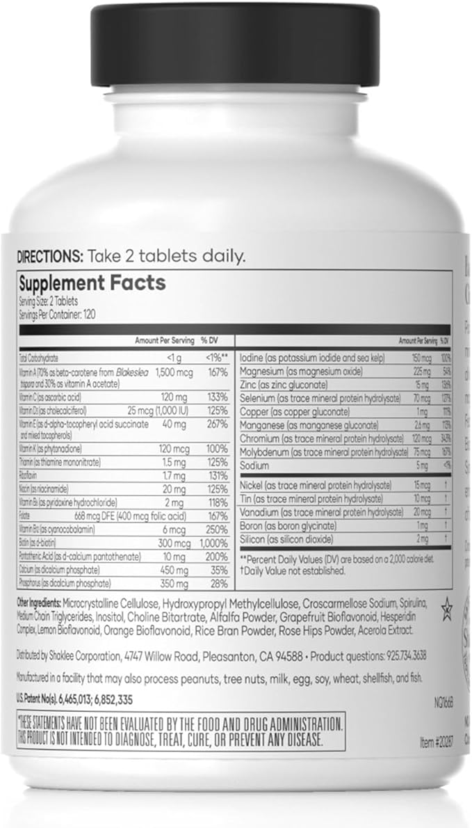 Shaklee - Vita-Lea® Men High Potency Multivitamin and Multimineral - Supports Heart, Immune, Bone, and Joint Health - Formulated for Men's Unique Needs - Includes Vitamin C, D, and E - 240 Tablets