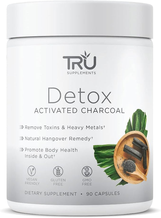 TRU Detox, Activated Charcoal, Vegan Friendly, Whole Body Natural Detox, Eliminates Bloating, Improve Skin Health, 60 Servings