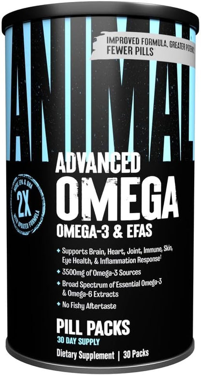 Animal Advanced Omega Essential Fatty Acids - High Potency 3500mg Omega 3 & Omega 6 Supplement with EPA, DHA, ALA, CLA, GLA for Heart, Brain, Joint, Skin, Eye, Metabolism, Immune Health - 30 Day Pack