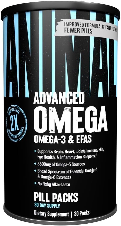 Animal Advanced Omega Essential Fatty Acids - High Potency 3500mg Omega 3 & Omega 6 Supplement with EPA, DHA, ALA, CLA, GLA for Heart, Brain, Joint, Skin, Eye, Metabolism, Immune Health - 30 Day Pack