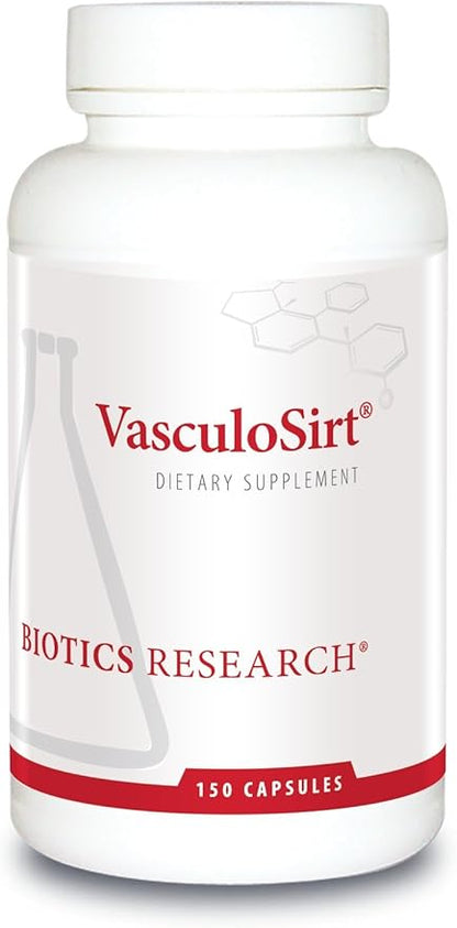 Biotics Research VasculoSirt®– Formulated with The Assistance of Mark Houston, MD, Cardiovascular and Healthy Support for Healthy Blood Flow Support, CoQ10, Resveratrol, ALA, Gingko - 150 Capsules