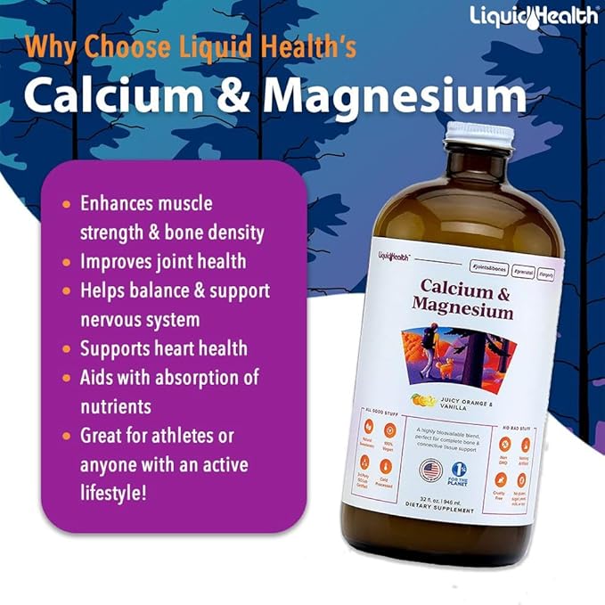 LIQUIDHEALTH Muscles, Bones, & Joints Liquid Vitamin Bundle with Daily Multi Mineral, Optimum Joint Liquid Glucosamine, and Calcium & Magnesium Supplements - Bone & Joint Health, Vegan, Non-GMO