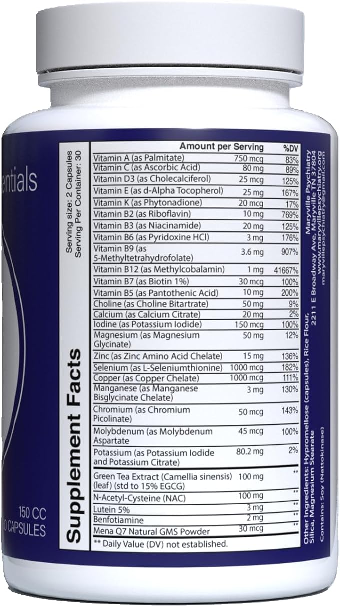Neuropsych Essentials Brain Support Supplement, Boosts Cognitive Performance & Healthy Brain Function - Neuroprotective Formula by Dr. Justin Lapollo, Multivitamin/Multimineral, 60 Capsules
