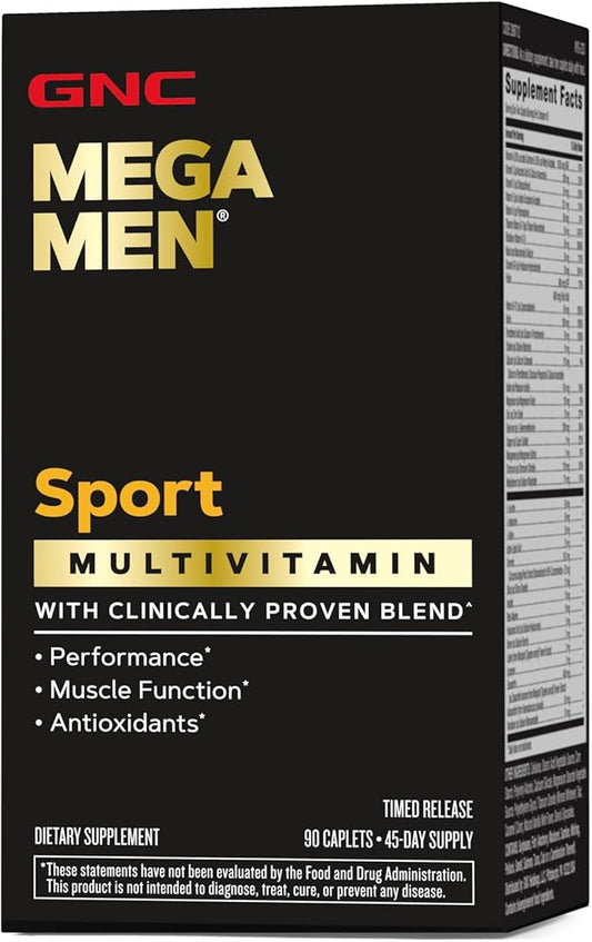 GNC Mega Men Sport Multivitamin | Performance, Muscle Function, and General Health | 90 Count