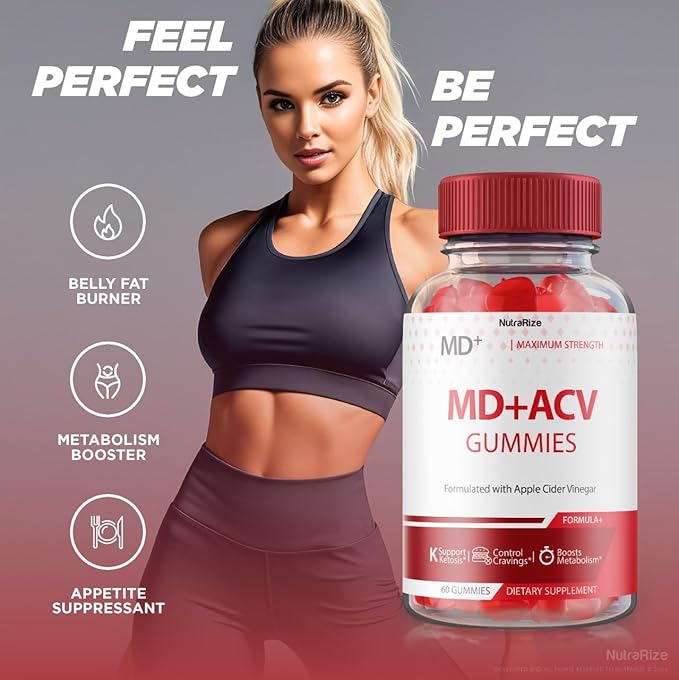 MD + ACV Gummies - MD+ ACV Gummies, MD and ACV Gummies for Advanced Weight Loss, Maximum Strength Supplement, MD+ Apple Cider Vinegar Gummies, MD Plus ACV Reviews (60 Gummies)