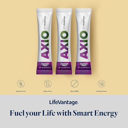 AXIO Regular Energy Drink Powder, Dragonfruit - 30 Drink Mix Packets, Instant Energy Powder, Energy Supplement in a Drink Mix, w/B Vitamins, DMAE, L-Theanine, Quercetin, Green Tea & Pine Bark Extract