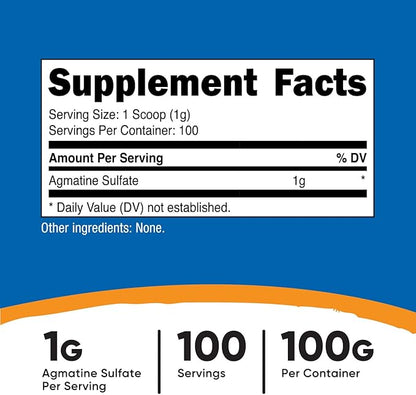Nutricost Agmatine 100 Grams - Pure Agmatine Powder 100 Servings (Agmatine Sulfate)