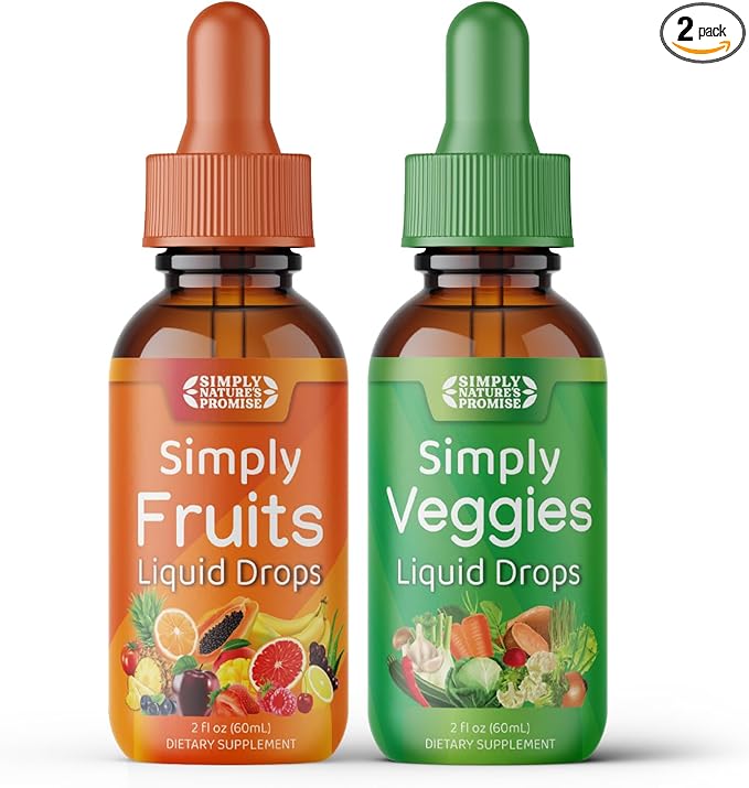 Simply Nature's Promise - Fruit and Vegetable Supplements - Liquid Drops - Made with Whole Food Superfoods, Packed Vitamins & Minerals - Soy Free - Made in The USA