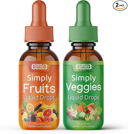 Simply Nature's Promise - Fruit and Vegetable Supplements - Liquid Drops - Made with Whole Food Superfoods, Packed Vitamins & Minerals - Soy Free - Made in The USA
