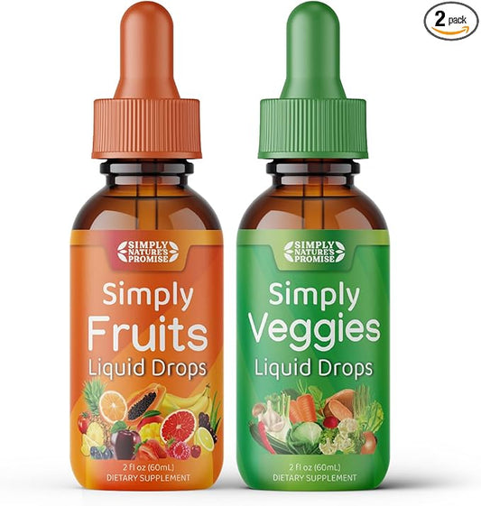 Simply Nature's Promise - Fruit and Vegetable Supplements - Liquid Drops - Made with Whole Food Superfoods, Packed Vitamins & Minerals - Soy Free - Made in The USA