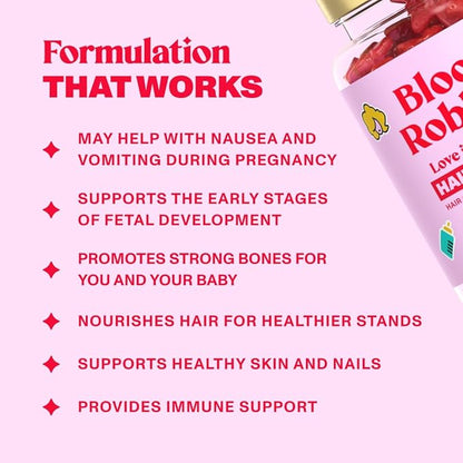 Hair Gummy Prenatal Vitamins for Women Pregnancy with Vitamin B6 - Pre Natal Multivitamin for Women & Folic Acid - 60 Prenatal Gummies - Hair Gummies for Women with Folic Acid (1Pack)