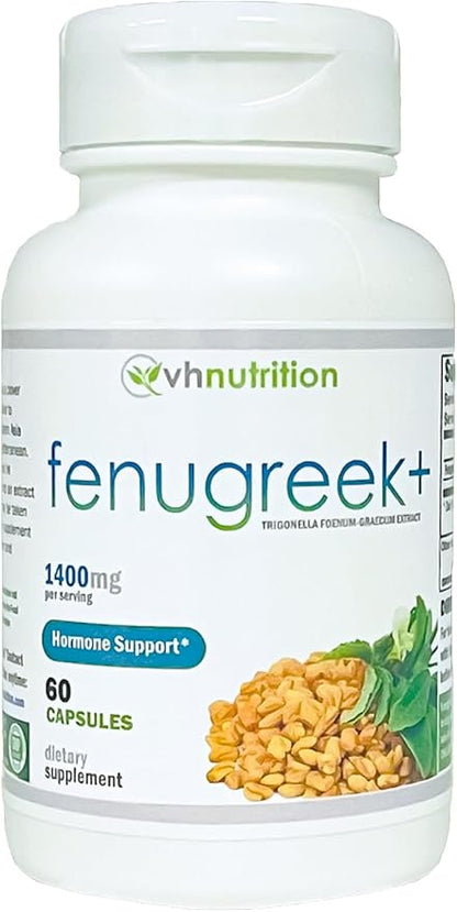 VH Nutrition Fenugreek+ | Fenugreek Capsules for Women | 1400mg Lactation Supplement* | Extra Strength Mother's Breastfeeding Support Formula* | Easy to Swallow 60 Capsules