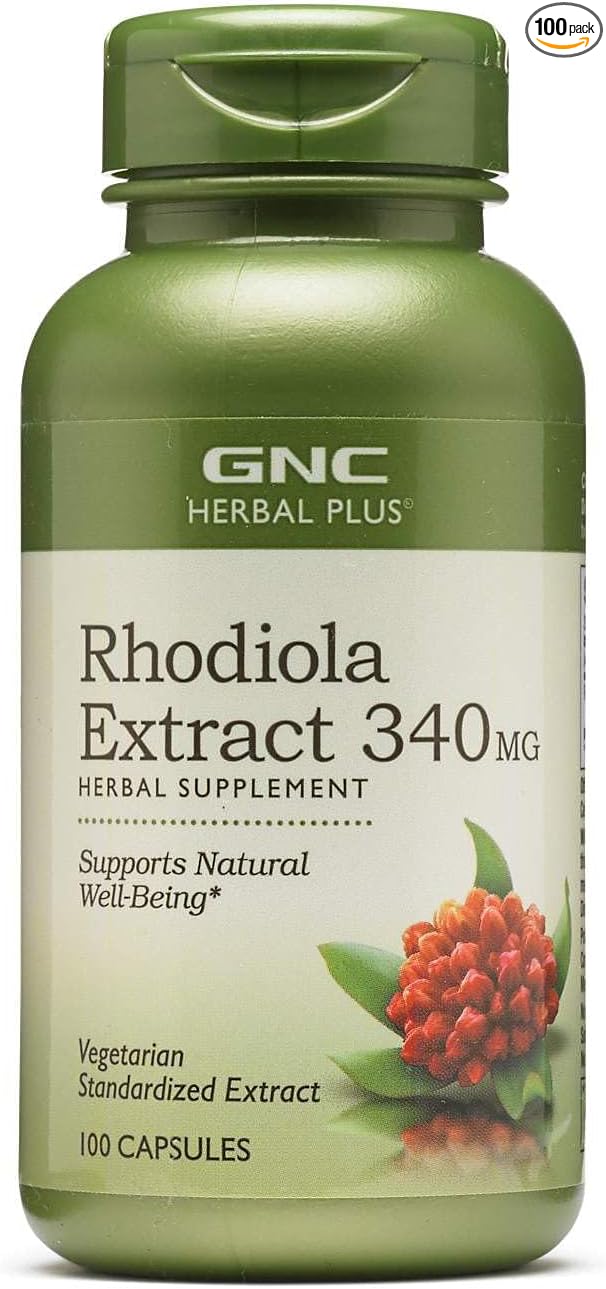 GNC Herbal Plus Rhodiola Extract 340mg, 100 Capsules, Supports Natural Well-Being