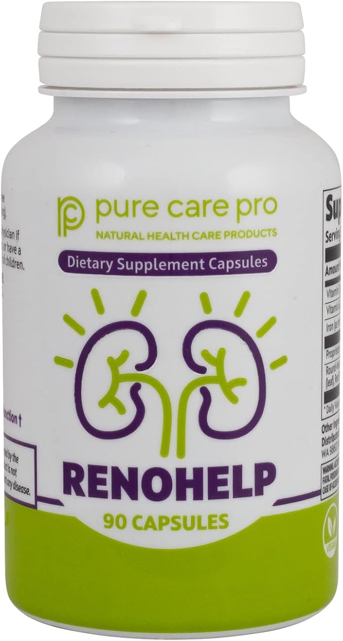 Renohelp Powerful All-Natural Kidney Support Supplement for Healthy Kidney Function, Creatinine Levels and Glomerular Filtration, Vegan & Gluten Free* (90 Capsules)