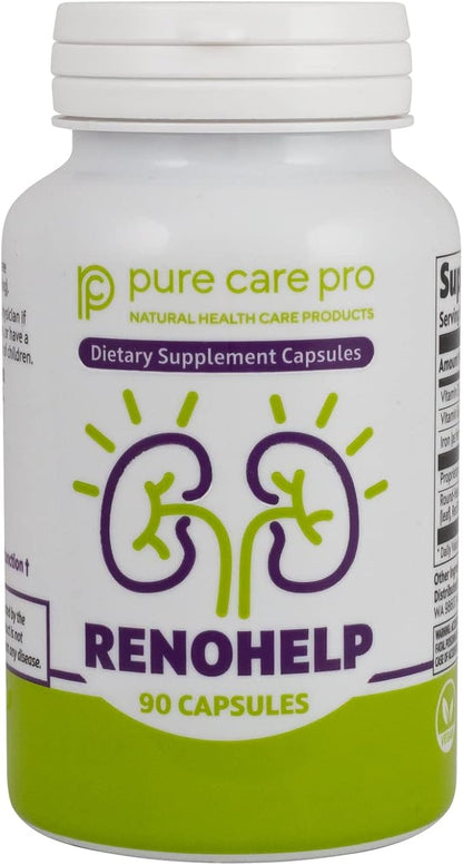 Renohelp Powerful All-Natural Kidney Support Supplement for Healthy Kidney Function, Creatinine Levels and Glomerular Filtration, Vegan & Gluten Free* (90 Capsules)