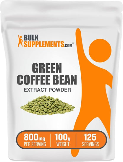 BulkSupplements.com Green Coffee Bean Extract Powder - Green Coffee Bean Supplements, Green Coffee Bean Powder - Energy Support, Gluten Free, 800mg per Serving, 100g (3.5 oz) (Pack of 1)