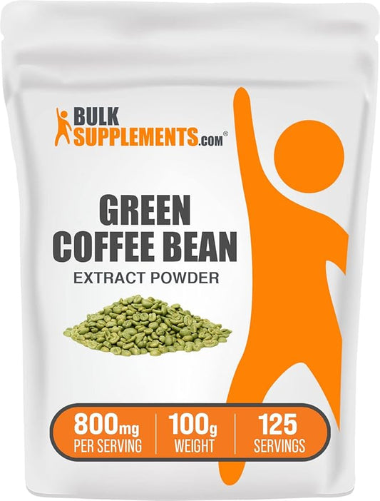 BulkSupplements.com Green Coffee Bean Extract Powder - Green Coffee Bean Supplements, Green Coffee Bean Powder - Energy Support, Gluten Free, 800mg per Serving, 100g (3.5 oz) (Pack of 1)