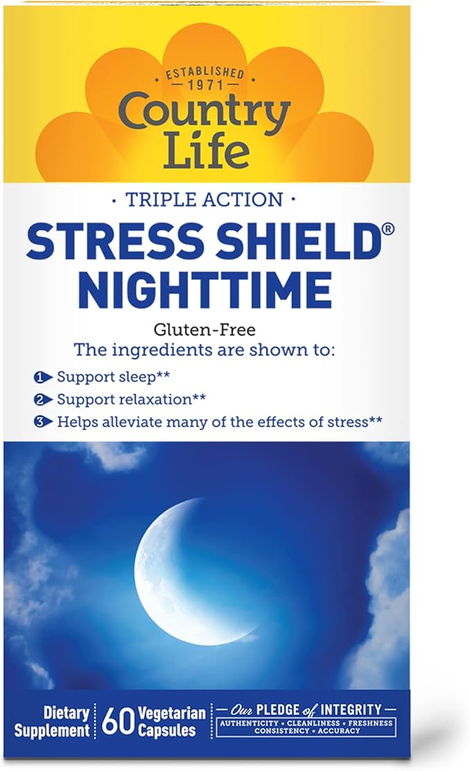 Country Life - Triple-Action Stress Shield Nighttime - 60 Vegetarian Capsules