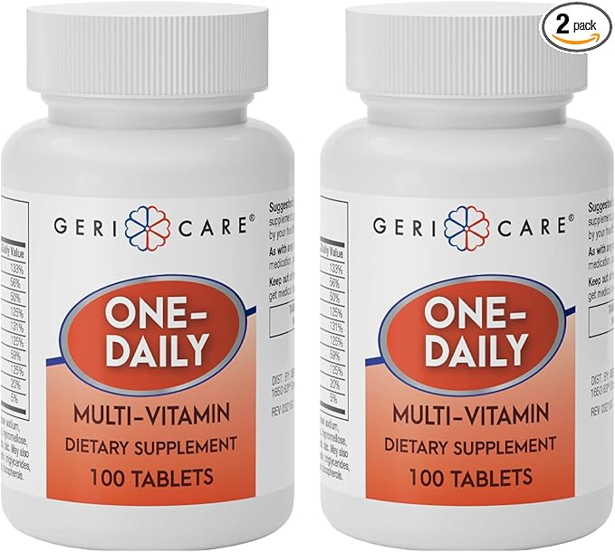 GeriCare One-Daily Multi-Vitamin Tablets Dietary Suplement 100 Count (Pack of 2)
