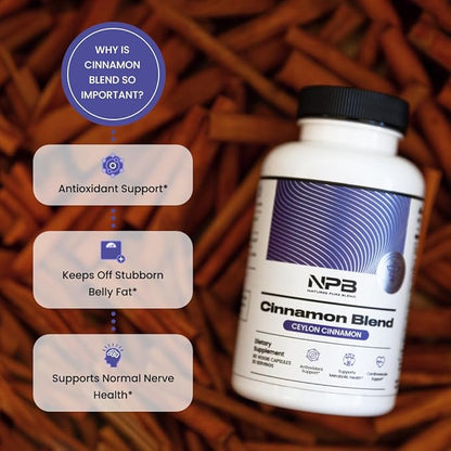 Nature's Pure Blend Cinnamon Blend Ceylon Cinnamon - Turmeric (95% Curcuminoids) - Natural Herbs - Natural Supplement - 2,225 MG - 90 Vegetable Capsules
