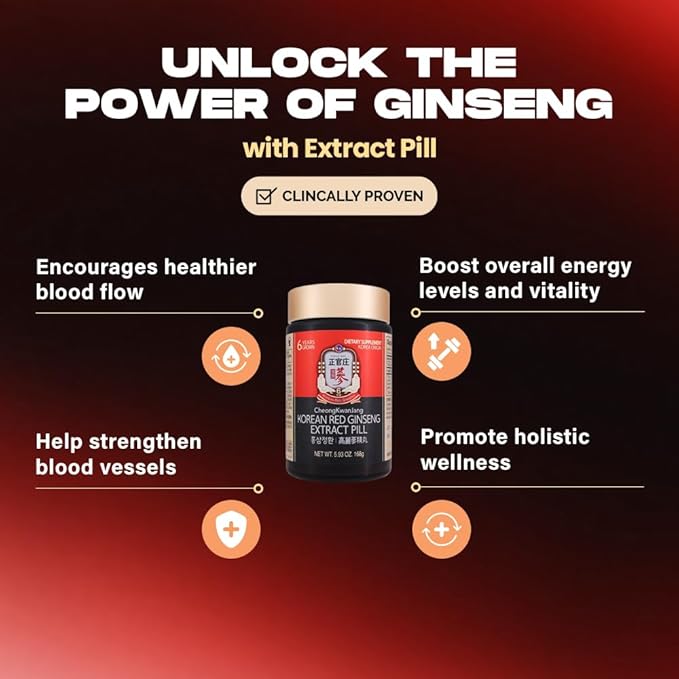 CheongKwanJang Korean Panax Red Ginseng Extract 800 Pills, Panax Ginseng Root Powder Pills for Men & Women, Natural Energy Supplements