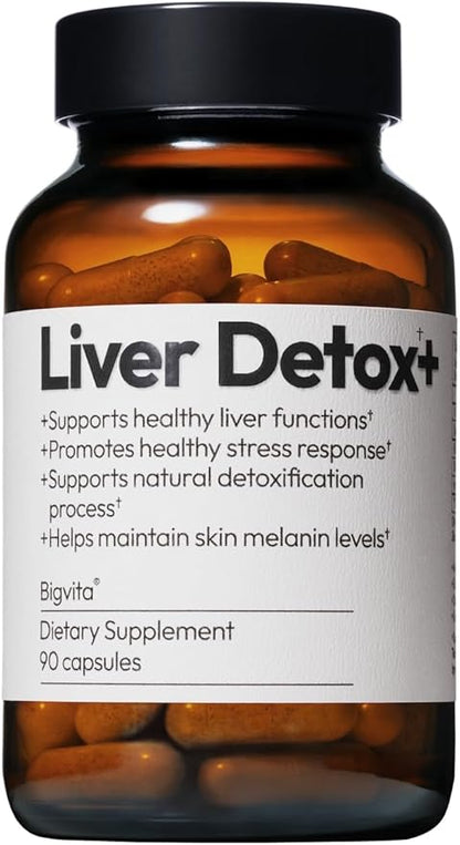 BigVita Liver Detox Vegan Gluten Free Liver Health Supplement Cleanse Detox & Repair Hangover Helper Contains Milk Thistle Glutathione Vitamin C Inositol and Selenium, 90 Capsules