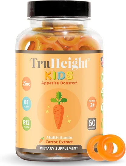 TruHeight Kids Appetite Booster Gummies (Ages 2+) All Natural Toddler, Kids & Teens Appetite Stimulant to Eat More - Weight Gain Vitamins - Endorsed by Pediatricians - Vitamin for Underweight Kids