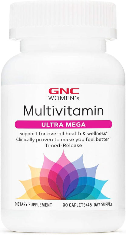 GNC Women's Ultra Mega Multivitamin | Supports Overall Health and Wellness in Women | Clinically Proven to Make You Feel Better | Timed-Release | 90 Count