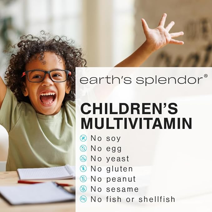 Earth's Splendor Kids Chewable Multivitamin, Supports Healthy Growth and Development, Delicious Taste, Contains Vitamin D for Healthy Bone Growth* - 60 Tablets