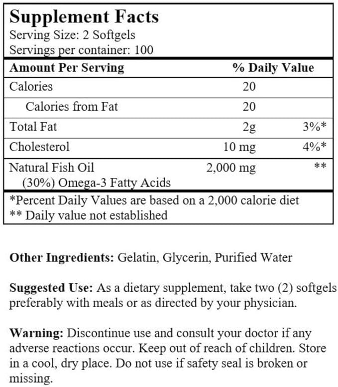 Omega 3 Alaska Deep Sea Fish Oil 1000mg 200 Softgels